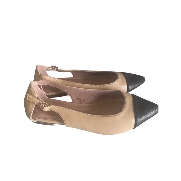 Old Navy tan and black point toe flats size 8 - Picture 3 of 5